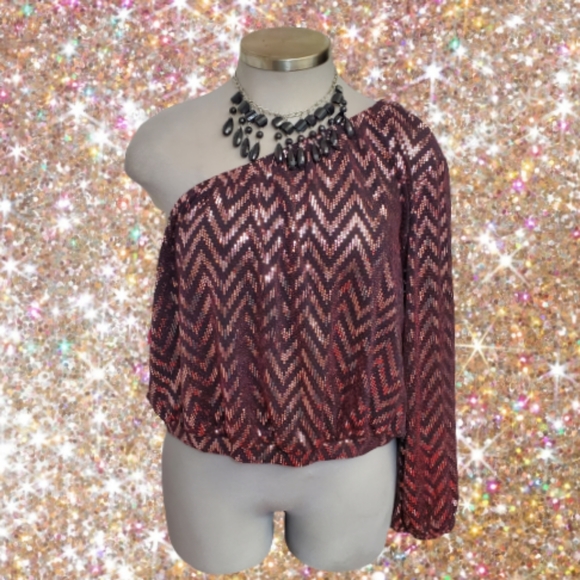 Ashley Stewart Tops - SPARKLY SEXY ONE SHOULDER CLUB CROP TOP 4x NWT